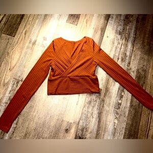 SHEIN Copper Ribbed Knit Top